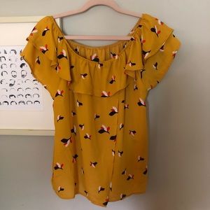 Off the shoulder yellow blouse
